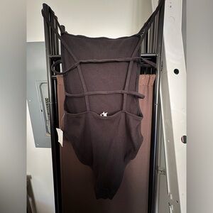 Urban Outfitters Black Ribbed Strappy Bodysuit